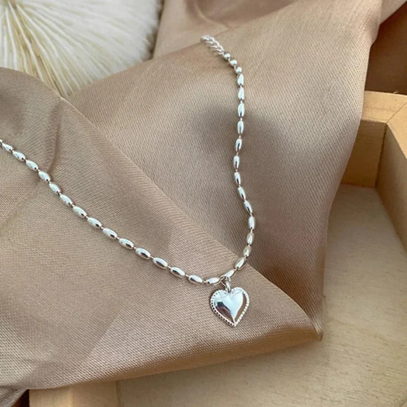 925 Sterling Silver Dainty Beaded Heart Bracelet - Picture 9 of 9